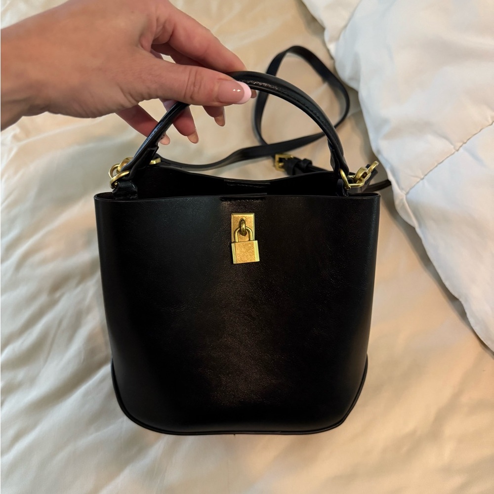 Mango Black Mini Bag with Gold Accents